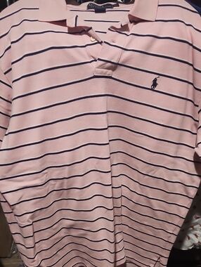 Polo by Ralph Lauren Pink Polo with Navy Stripes